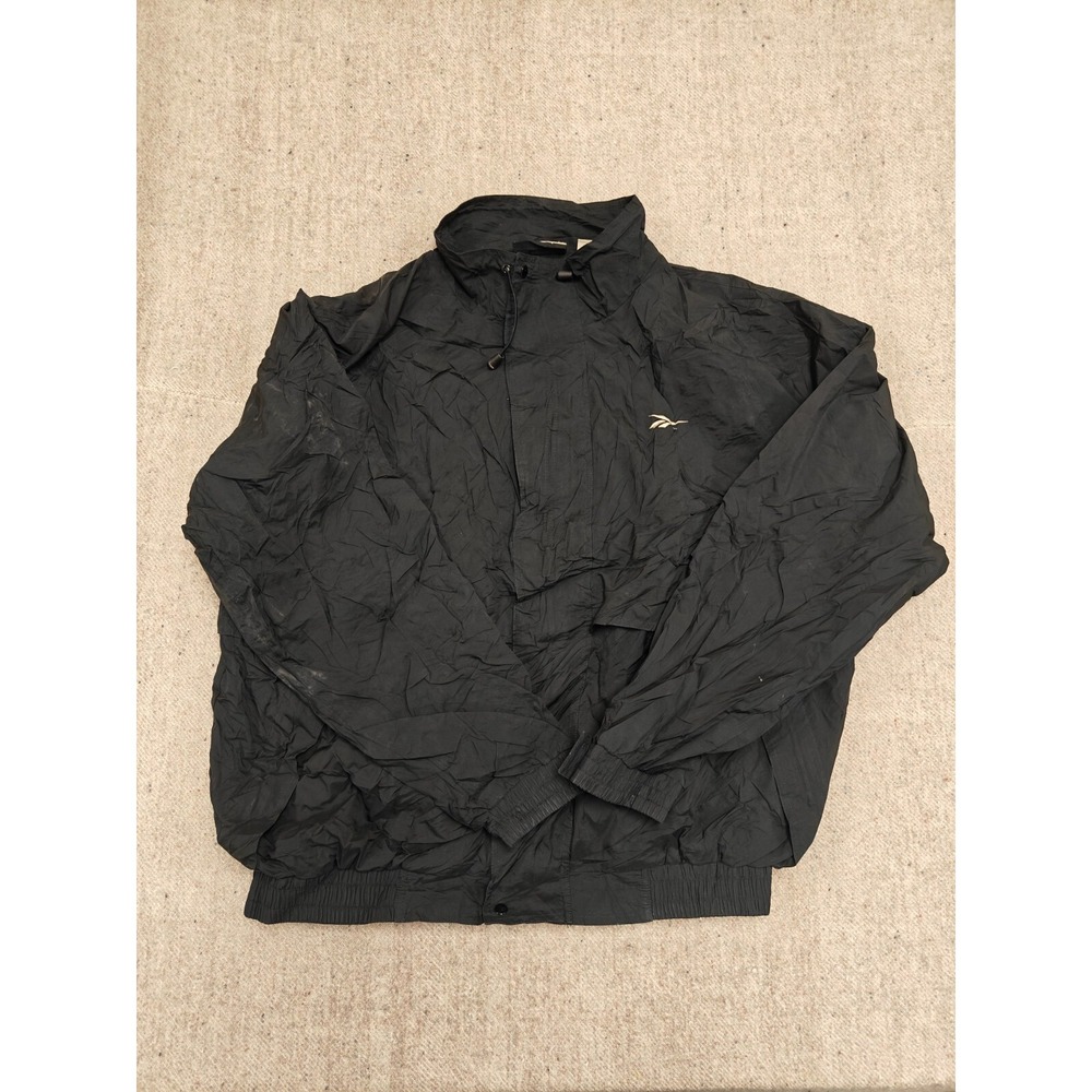 Vintage Reebok windbreaker jacket‎ mens XL black 1990s zip up